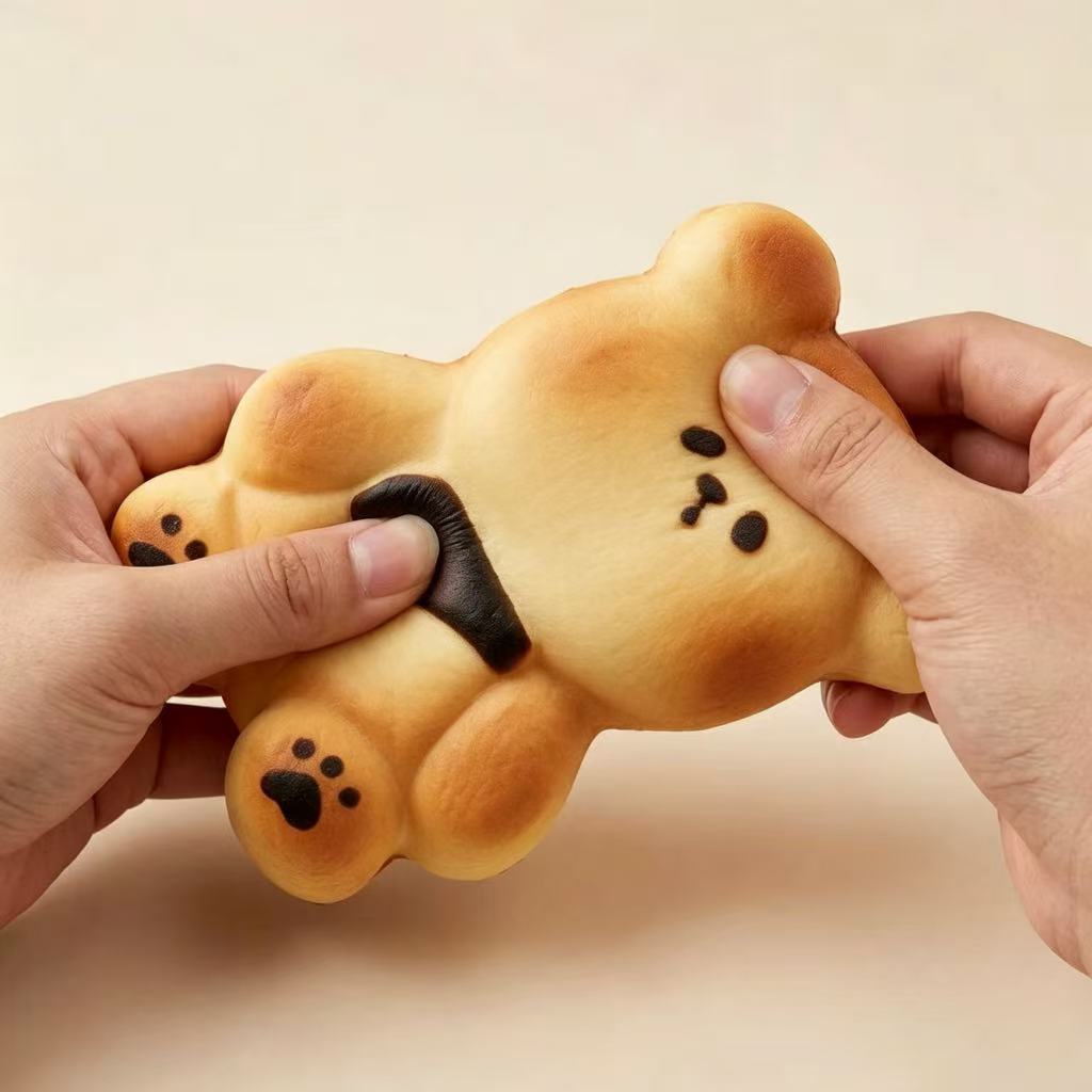 Bear Bread Squishy – Cute Bun Fidget Toy for Stress Relief, Soft Slow-Rising Squeeze Toy for Girls, Teens & Kids