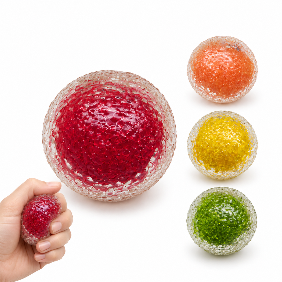 Water Bead Stress Ball – Colorful Squishy Fidget Toy for Stress Relief, Sensory Squeeze Ball for Kids & Adults, 4 Colors