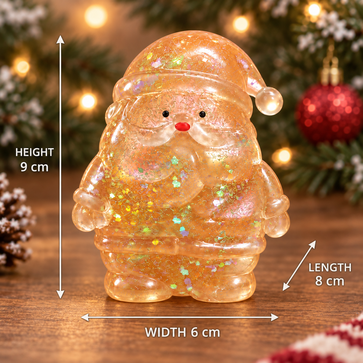 Santa Claus Squishy – Glitter Christmas Fidget Toy for Stress Relief, Squeeze Sensory Toy for Adults & Kids, 4 Colors