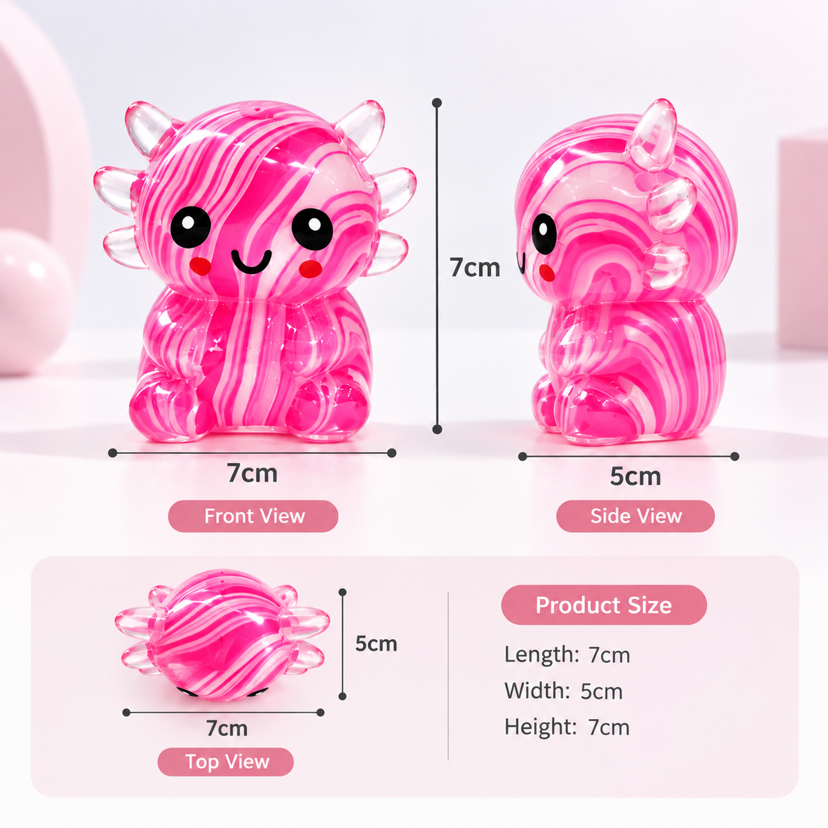 Axolotl Squishy Toy – Cute Marble Swirl Fidget for Stress Relief, Translucent Squeeze Sensory Toy , Teens & Kids, 4 Colors