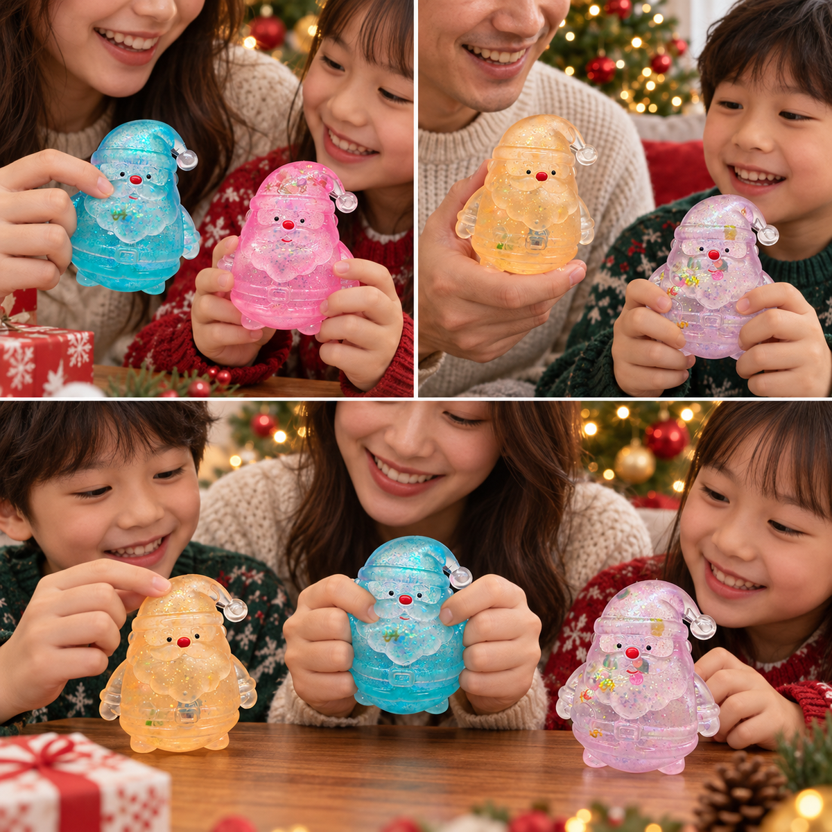 Santa Claus Squishy – Glitter Christmas Fidget Toy for Stress Relief, Squeeze Sensory Toy for Adults & Kids, 4 Colors