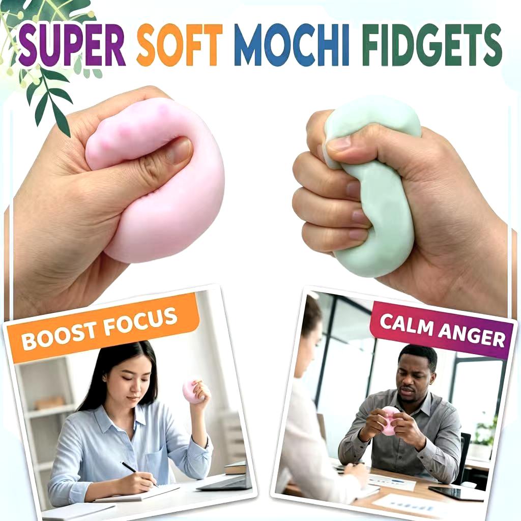 Snow Skin Squishy Ball – Bead Filled Stress Ball for Stress Relief, Soft Squeeze Toy for Adults & Kids, 4 Colors