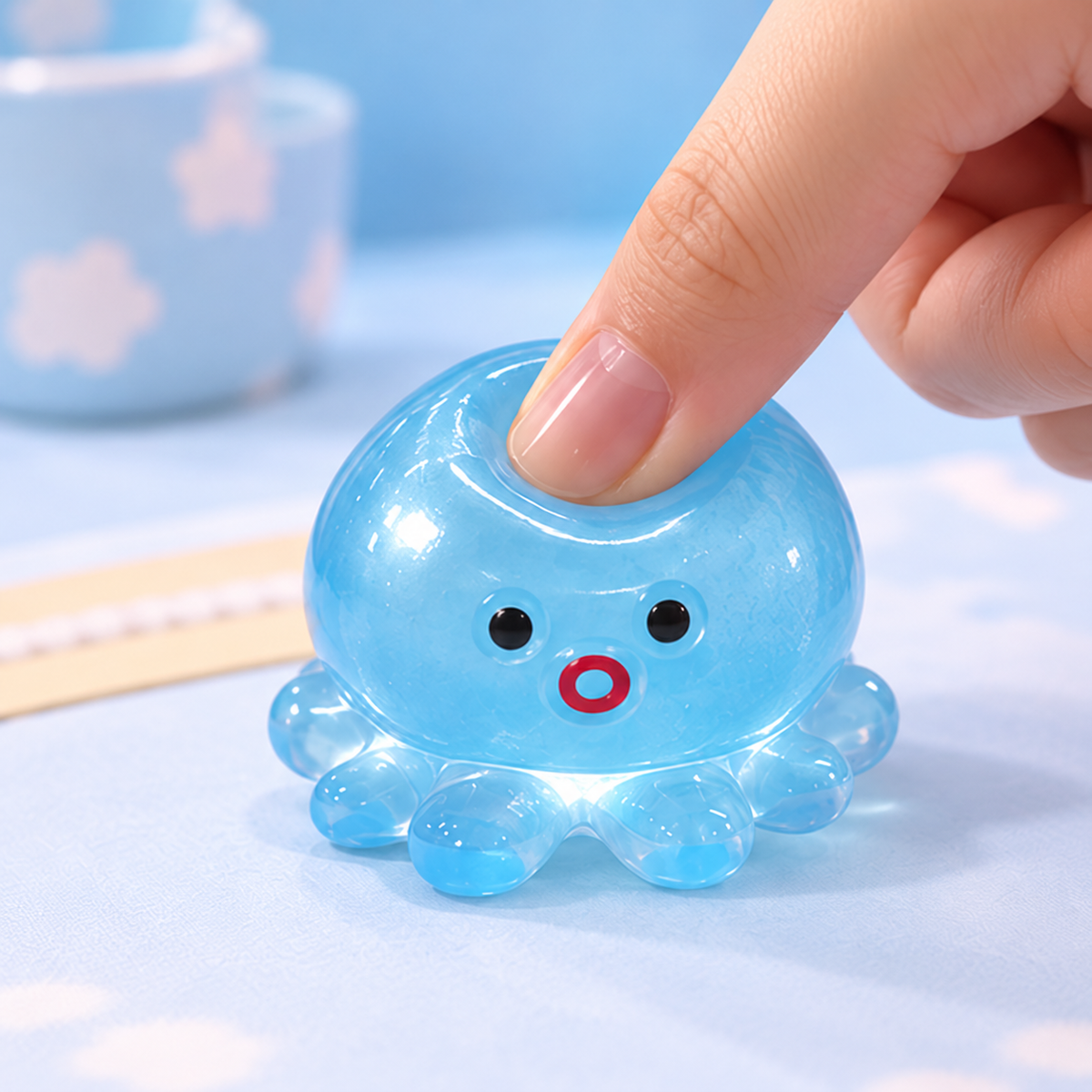 Octopus Squishy Toy – Clear Fidget Stress Ball for Kids & Adults