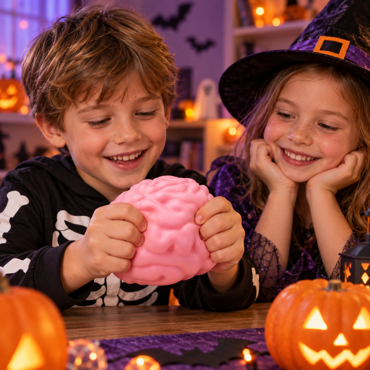 Brain Squishy Toy – Gross Zombie Brain Stress Ball for Halloween, Soft Squeeze Fidget for Adults & Kids, Funny Gag Gift