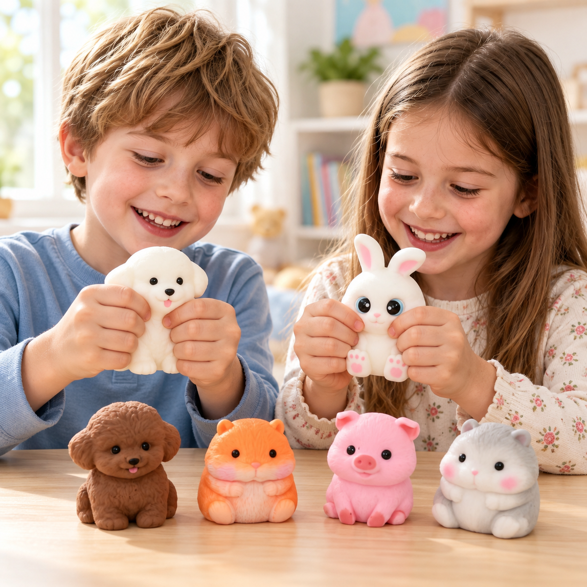 Pig Squishy Toy – Cute Pink Sitting Pig Fidget for Stress Relief, Soft Squeeze Sensory Toy for Adults & Kids