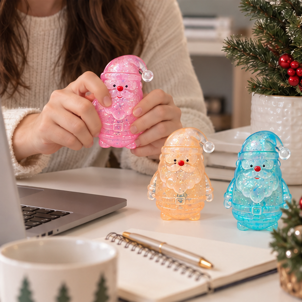 Santa Claus Squishy – Glitter Christmas Fidget Toy for Stress Relief, Squeeze Sensory Toy for Adults & Kids, 4 Colors