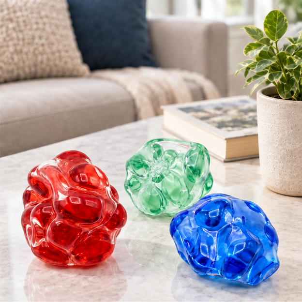 Bubble Ball Squishy – Translucent Crystal Gem Stress Ball Fidget for Stress Relief, Squeeze Sensory Toy for Adults & Kids, 3 Colors